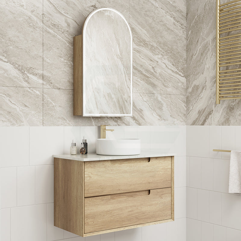 600 - 1500Mm Moreno Wall Hung Vanity Natural Timber Grains Cabinet Only & Stone Top Available For