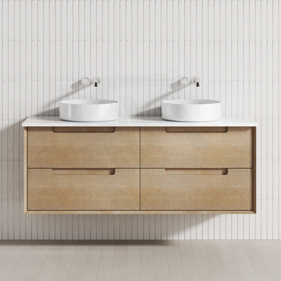 600-1500Mm Moreno Wall Hung Vanity Natural Timber Grains Cabinet Only & Stone Top Available For