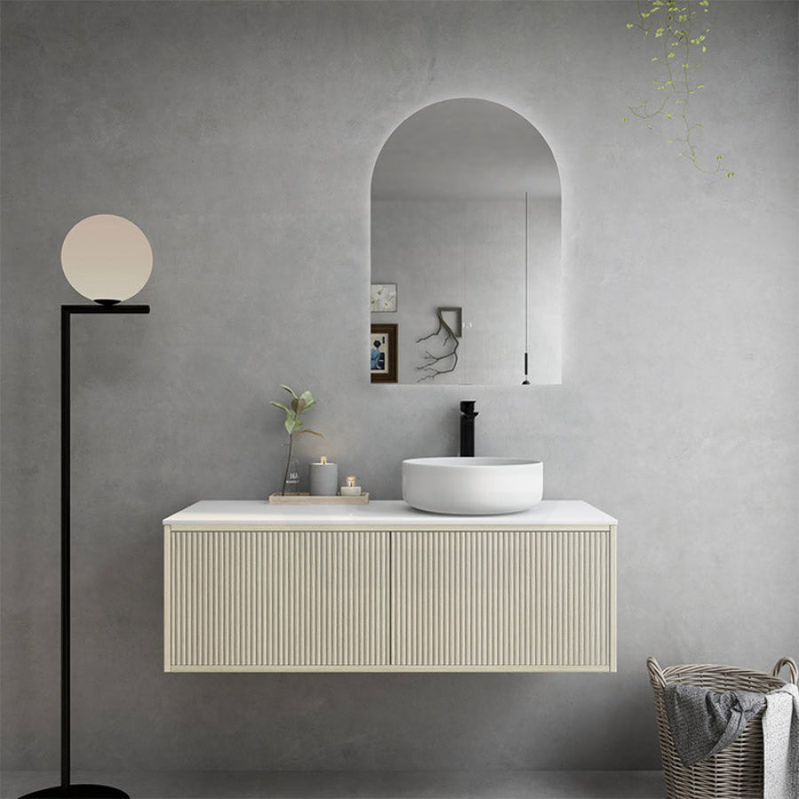 600-1500Mm Narrow Ceto Bellevue Wall Hung Bathroom Vanity Push-To-Open Coastal Oak Vanities