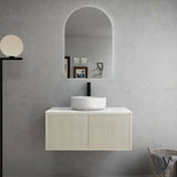 600-1500Mm Narrow Ceto Bellevue Wall Hung Bathroom Vanity Push-To-Open Coastal Oak Vanities