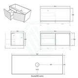 600-1500Mm Narrow Ceto Bellevue Wall Hung Bathroom Vanity Push-To-Open Prime Oak Vanities