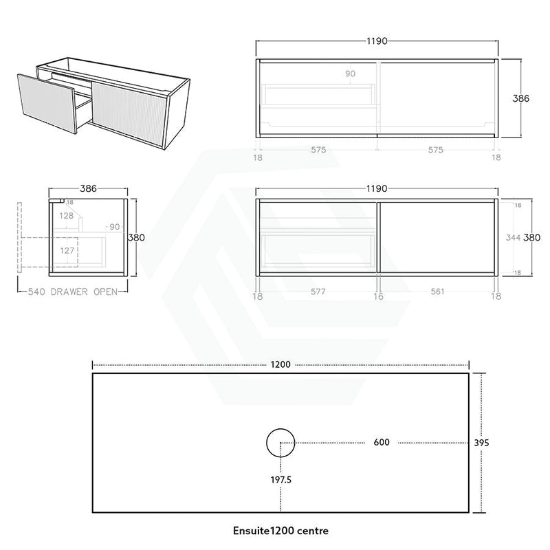 600-1500Mm Narrow Ceto Bellevue Wall Hung Bathroom Vanity Push-To-Open Prime Oak Vanities