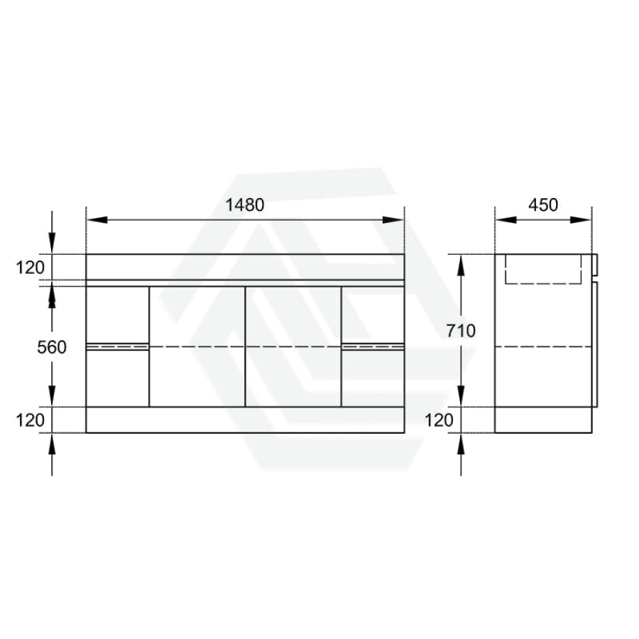 600-1500Mm Premium Bathroom Freestanding Vanity Kickboard White Pvc Polyurethane Cabinet Only &