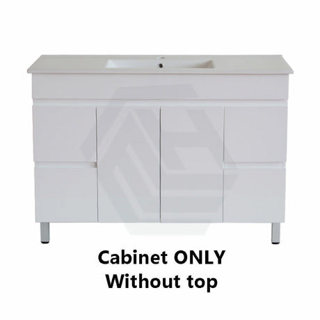 600-1500Mm Premium Bathroom Freestanding Vanity White Pvc Polyurethane Cabinet Only & Ceramic Top