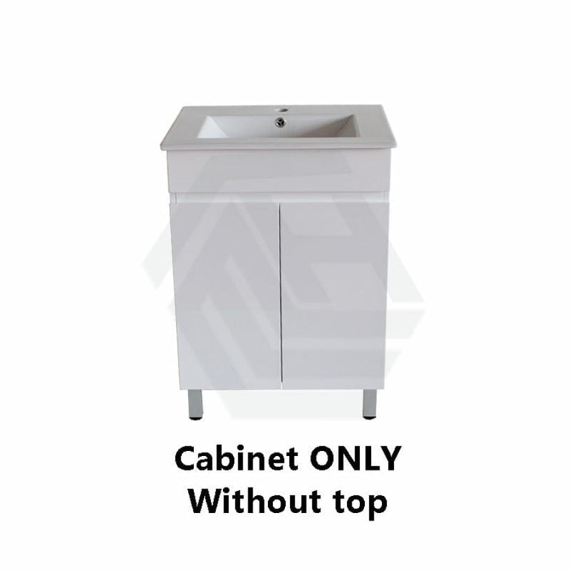 600-1500Mm Premium Bathroom Freestanding Vanity White Pvc Polyurethane Cabinet Only & Ceramic Top