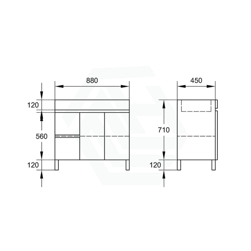 900Mm Premium Bathroom Vanity Freestanding Left/right Drawers White Pvc Polyurethane Cabinet Only &