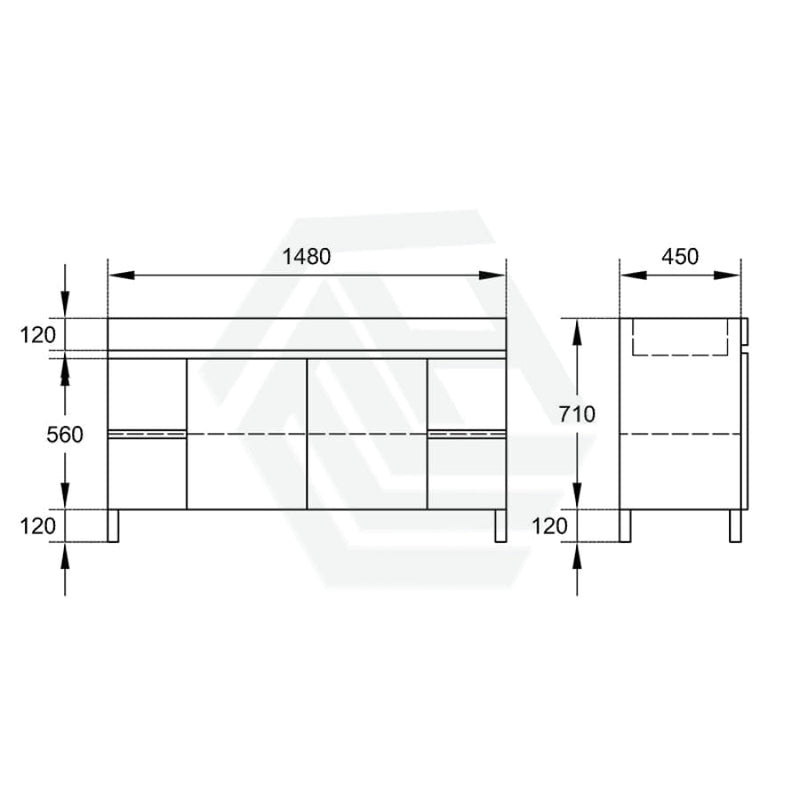 600-1500Mm Premium Bathroom Freestanding Vanity White Pvc Polyurethane Cabinet Only & Ceramic Top