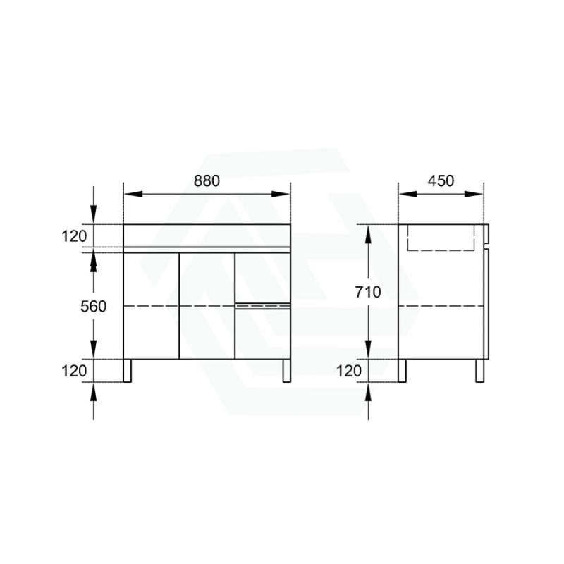 900Mm Premium Bathroom Vanity Freestanding Left/right Drawers White Pvc Polyurethane Cabinet Only &