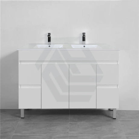 600-1500Mm Premium Bathroom Freestanding Vanity White Pvc Polyurethane Cabinet Only & Ceramic Top