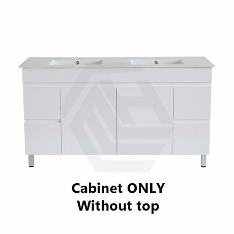 600-1500Mm Premium Bathroom Freestanding Vanity White Pvc Polyurethane Cabinet Only & Ceramic Top