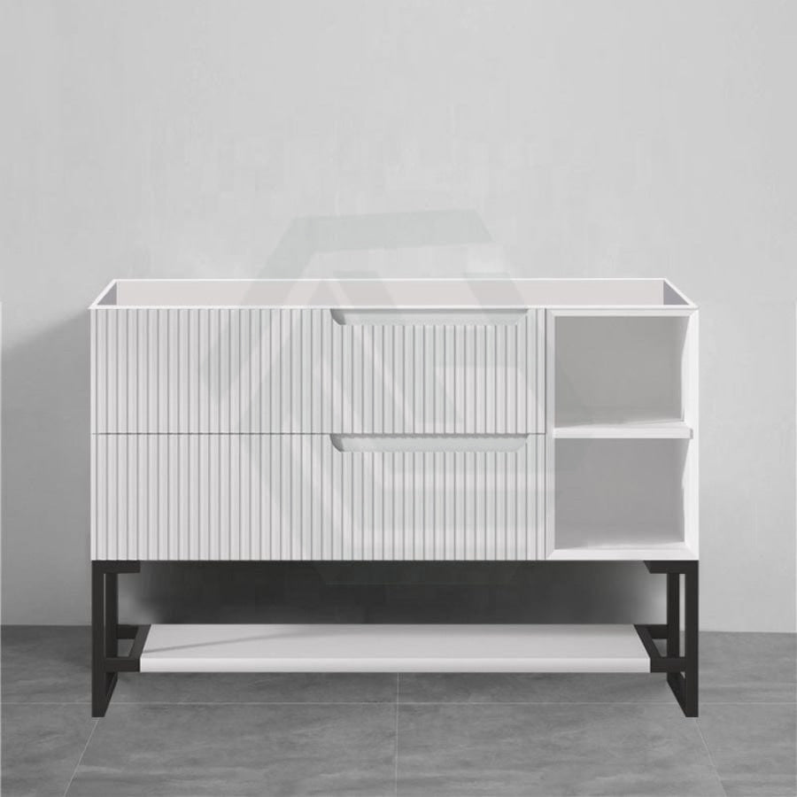 600-1500Mm Sersi Freestanding Plywood Vanity Matt White Linear Surface Drawers Shelves Single Bowl