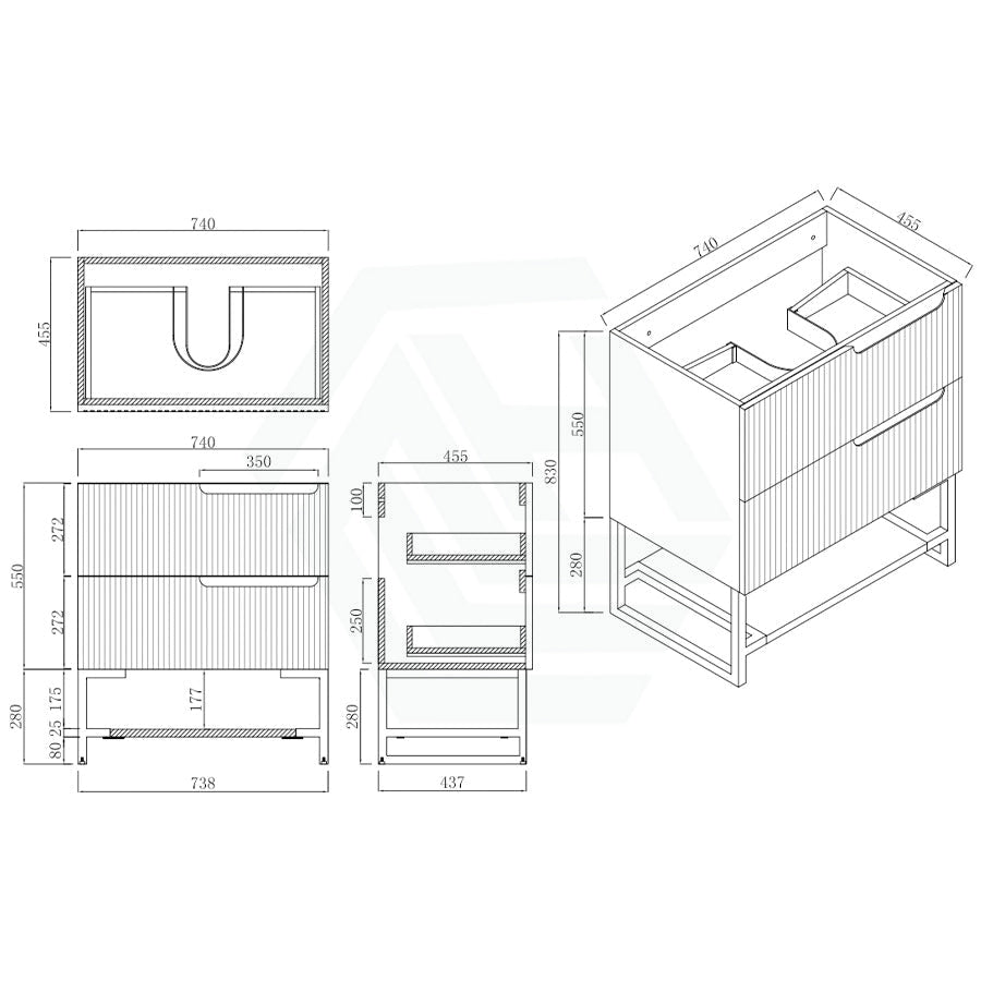 600-1500Mm Sersi Freestanding Plywood Vanity Matt White Linear Surface Drawers Shelves Single Bowl