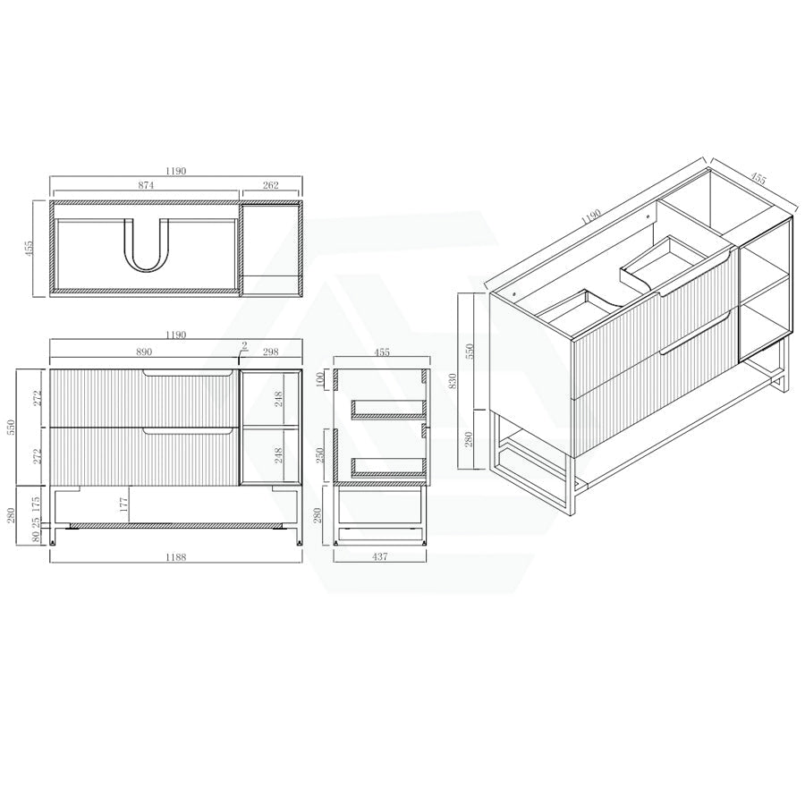 600-1500Mm Sersi Freestanding Plywood Vanity Matt White Linear Surface Drawers Shelves Single Bowl