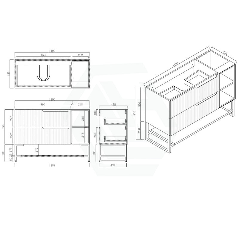 600-1500Mm Sersi Freestanding Plywood Vanity Matt White Linear Surface Drawers Shelves Single Bowl