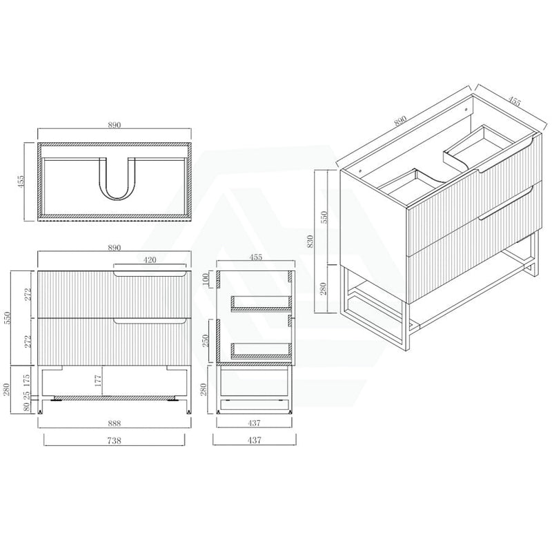 600-1500Mm Sersi Freestanding Plywood Vanity Matt White Linear Surface Drawers Shelves Single Bowl