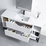 600-1500Mm Sersi Freestanding Plywood Vanity Matt White Linear Surface Drawers Shelves Single Bowl