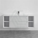 600-1500Mm Sersi Wall Hung Plywood Vanity Matt White Linear Surface Drawers Shelves Single Bowl