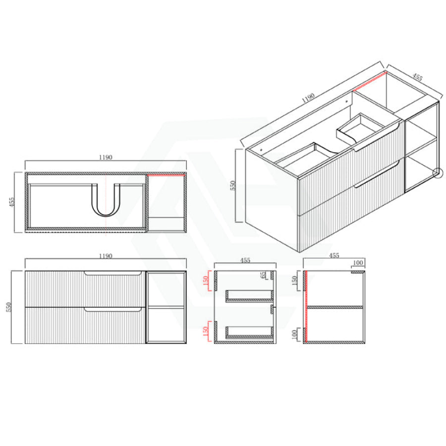 600-1500Mm Sersi Wall Hung Plywood Vanity Matt White Linear Surface Drawers Shelves Single Bowl