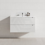 600-1500Mm Sersi Wall Hung Plywood Vanity Matt White Linear Surface Drawers Shelves Single Bowl