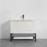 600-1500Mm Thena Freestanding Plywood Vanity Matt White Linear Surface Single/Double Bowls Cabinet