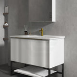 600-1500Mm Thena Freestanding Plywood Vanity Matt White Linear Surface Single/Double Bowls Cabinet