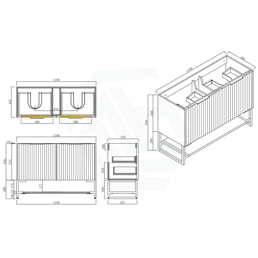 600-1500Mm Thena Freestanding Plywood Vanity Matt White Linear Surface Single/Double Bowls Cabinet