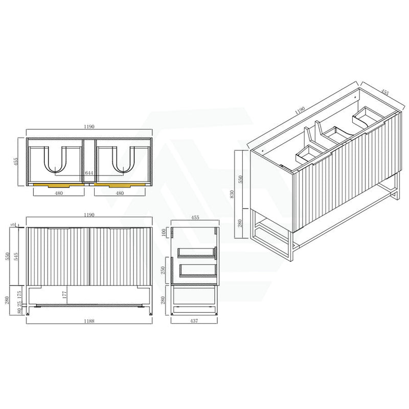 600-1500Mm Thena Freestanding Plywood Vanity Matt White Linear Surface Single/Double Bowls Cabinet