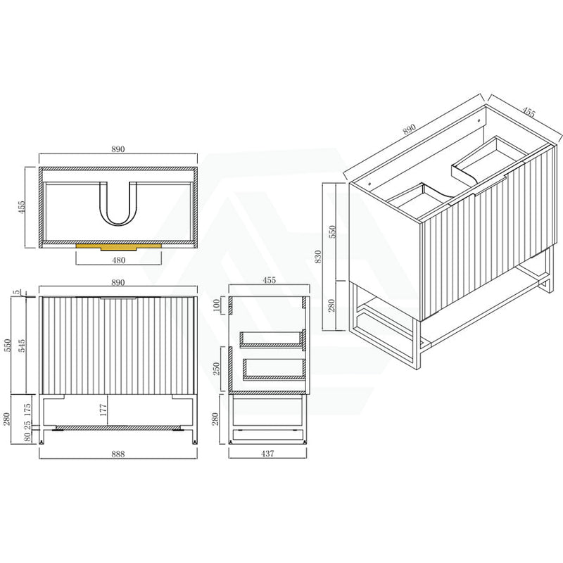 600-1500Mm Thena Freestanding Plywood Vanity Matt White Linear Surface Single/Double Bowls Cabinet