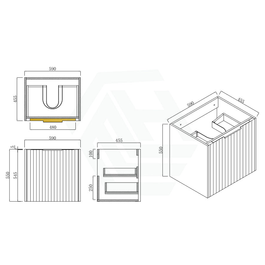 600-1500Mm Thena Wall Hung Plywood Vanity Matt White Linear Surface Single/Double Bowls Cabinet Only