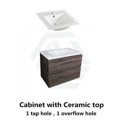 600-1500Mm Wall Hung Bathroom Floating Vanity Dark Grey Wood Grain Pvc Filmed Drawers Cabinet