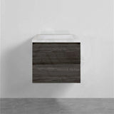 600-1500Mm Wall Hung Bathroom Floating Vanity Dark Grey Wood Grain Pvc Filmed Drawers Cabinet