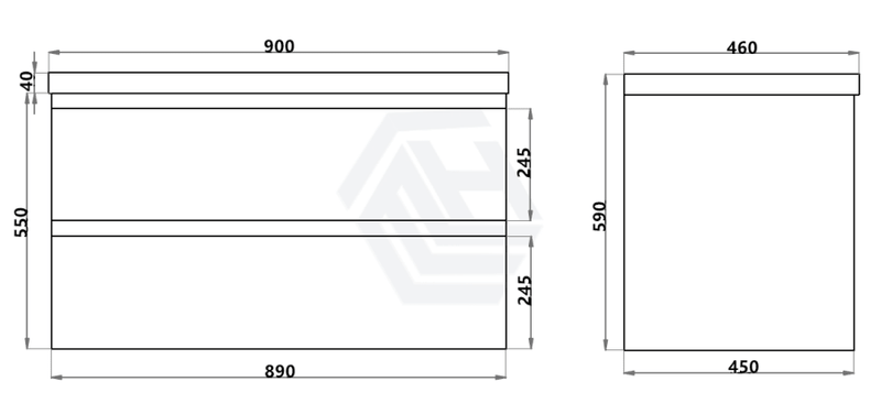 600-1500Mm Wall Hung Bathroom Floating Vanity Dark Grey Wood Grain Pvc Filmed Drawers Cabinet