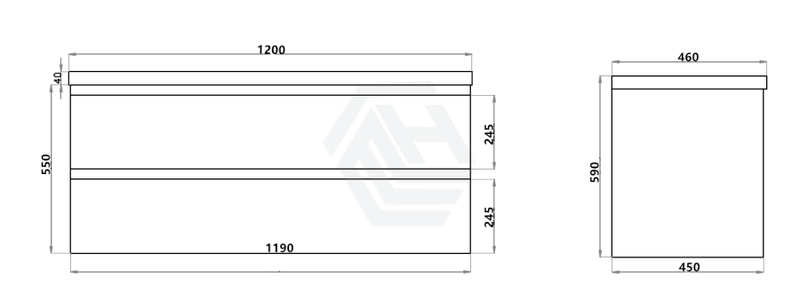 600-1500Mm Wall Hung Bathroom Floating Vanity Dark Grey Wood Grain Pvc Filmed Drawers Cabinet