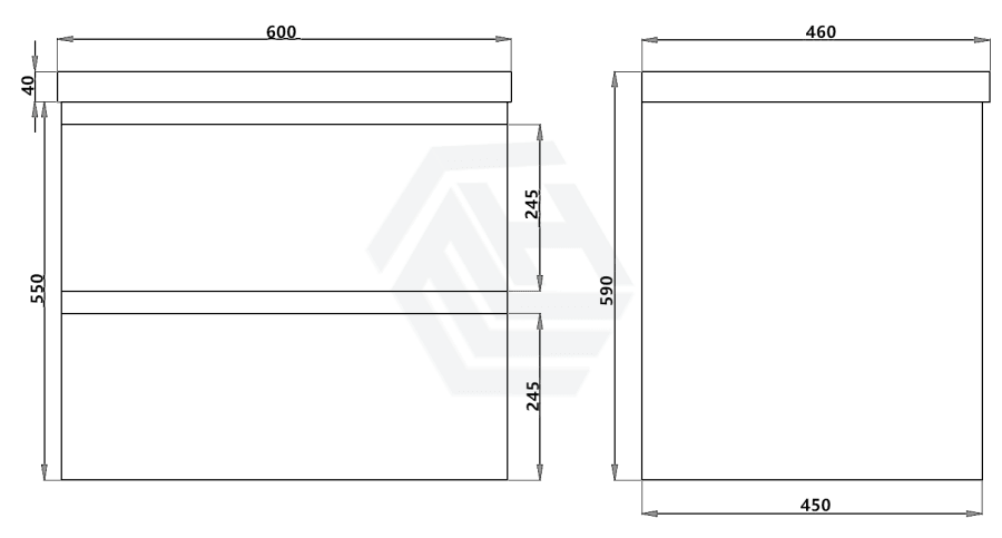 600-1500Mm Wall Hung Bathroom Floating Vanity Dark Grey Wood Grain Pvc Filmed Drawers Cabinet