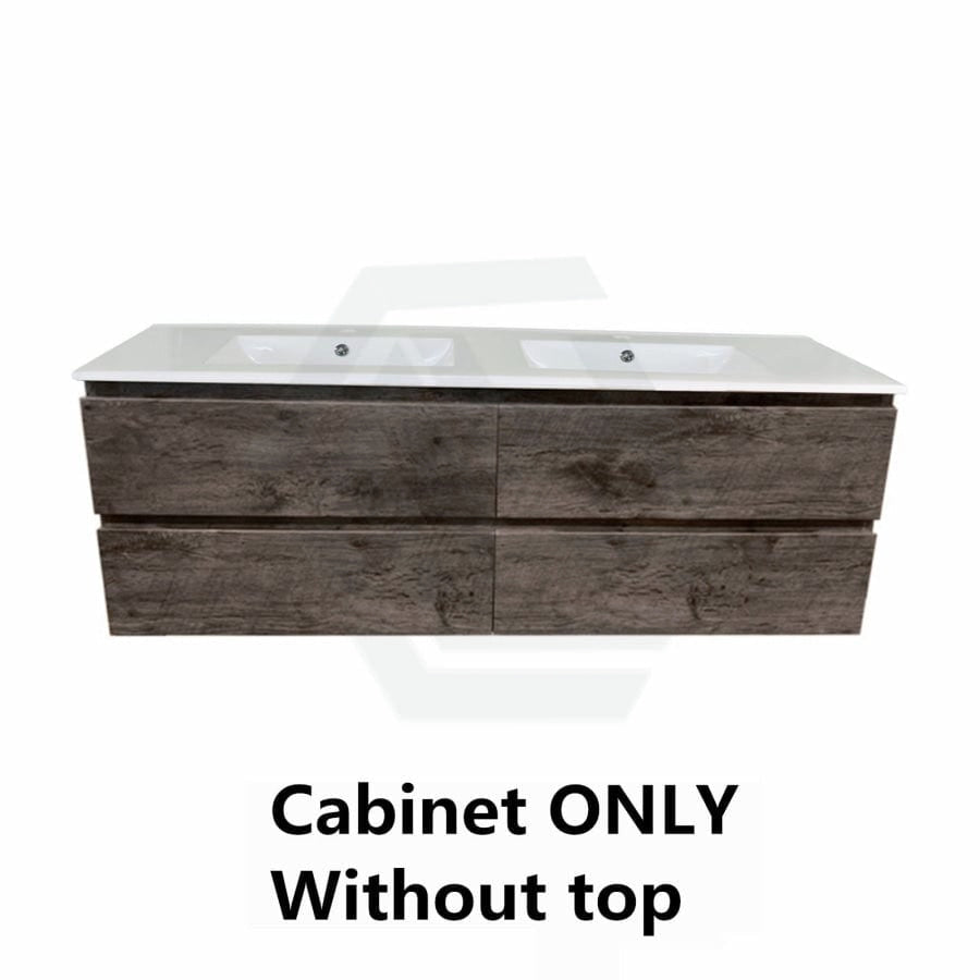 600-1500Mm Wall Hung Bathroom Floating Vanity Dark Grey Wood Grain Pvc Filmed Drawers Cabinet