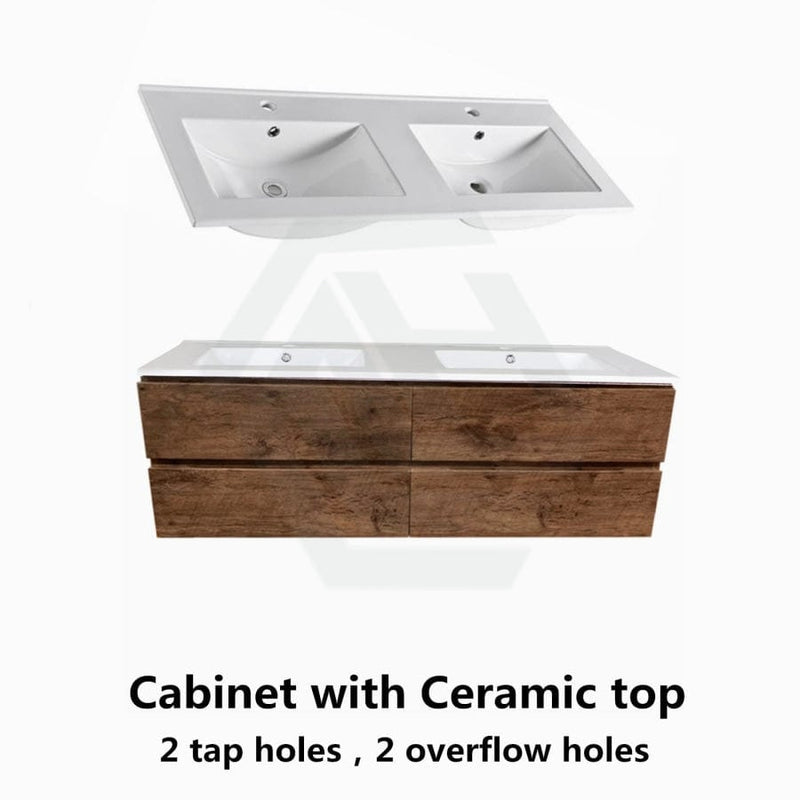 600-1500Mm Wall Hung Bathroom Floating Vanity Dark Oak Wood Grain Pvc Filmed Drawers Cabinet