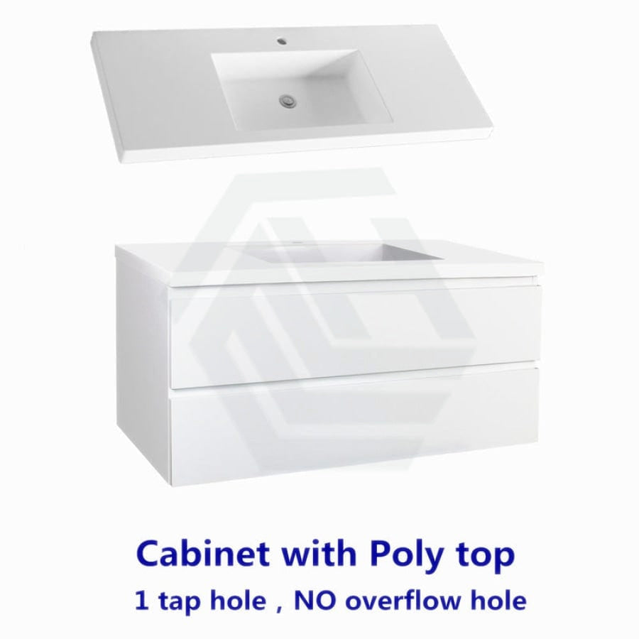 600-1500Mm Wall Hung Bathroom Floating Vanity Matt White Pvc Vacuum Filmed Drawers Cabinet