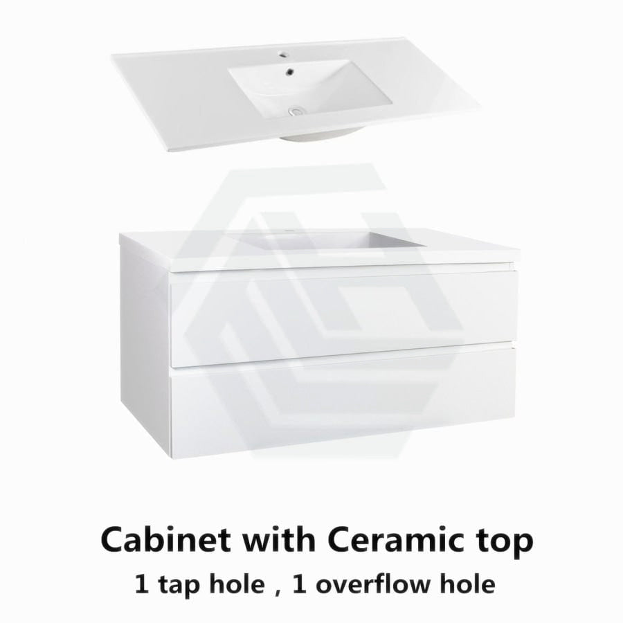 600-1500Mm Wall Hung Bathroom Floating Vanity Matt White Pvc Vacuum Filmed Drawers Cabinet