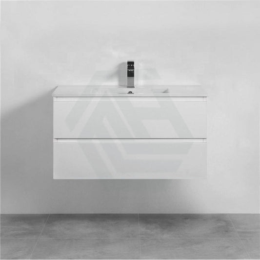 600-1500Mm Wall Hung Bathroom Floating Vanity Matt White Pvc Vacuum Filmed Drawers Cabinet