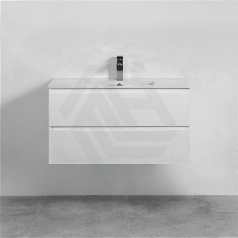 600-1500Mm Wall Hung Bathroom Floating Vanity Matt White Pvc Vacuum Filmed Drawers Cabinet