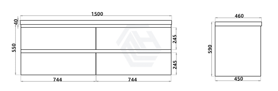 600-1500Mm Wall Hung Bathroom Floating Vanity Matt White Pvc Vacuum Filmed Drawers Cabinet