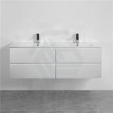 600-1500Mm Wall Hung Bathroom Floating Vanity Matt White Pvc Vacuum Filmed Drawers Cabinet