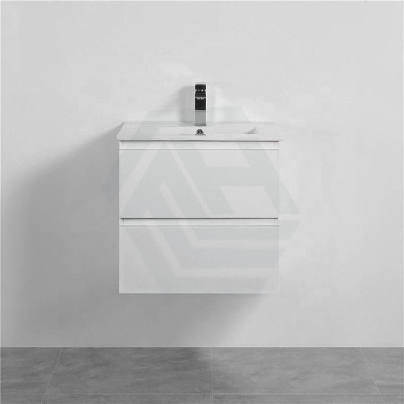 600-1500Mm Wall Hung Bathroom Floating Vanity Matt White Pvc Vacuum Filmed Drawers Cabinet