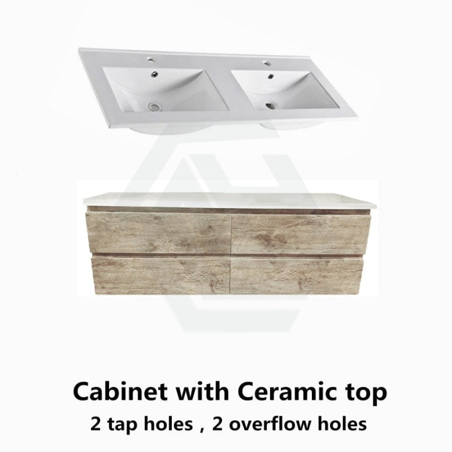 600-1500Mm Wall Hung Bathroom Floating Vanity White Oak Wood Grain Pvc Filmed Drawers Cabinet