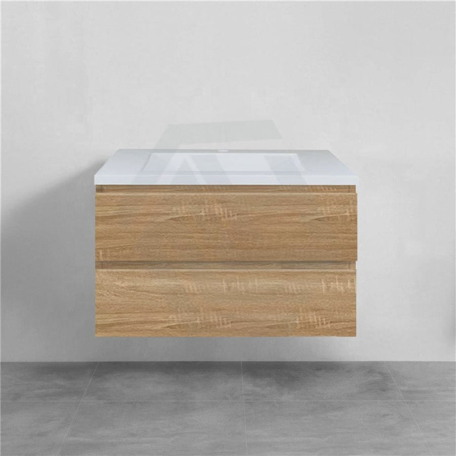 600-1500Mm Wall Hung Bathroom Floating Vanity White Oak Wood Grain Pvc Filmed Drawers Cabinet