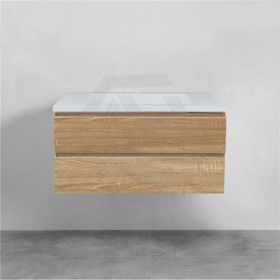 600-1500Mm Wall Hung Bathroom Floating Vanity White Oak Wood Grain Pvc Filmed Drawers Cabinet