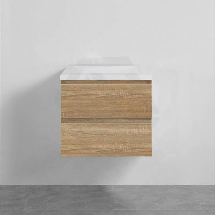 600-1500Mm Wall Hung Bathroom Floating Vanity White Oak Wood Grain Pvc Filmed Drawers Cabinet