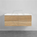 600-1500Mm Wall Hung Bathroom Floating Vanity White Oak Wood Grain Pvc Filmed Drawers Cabinet