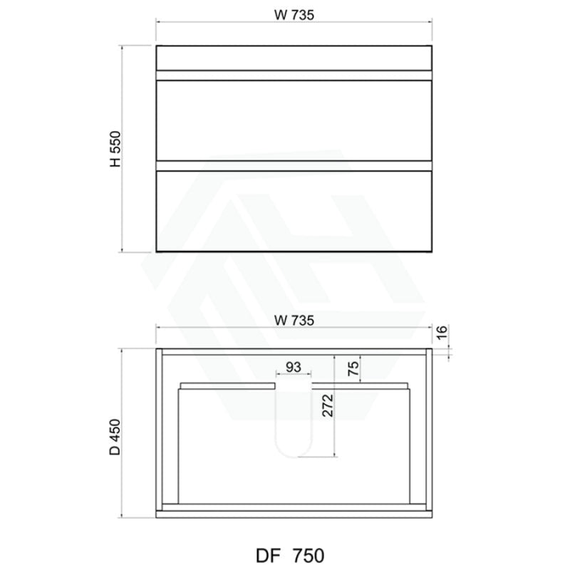 600-1500Mm Wall Hung Bathroom Vanity Dark Timber Cabinet Only