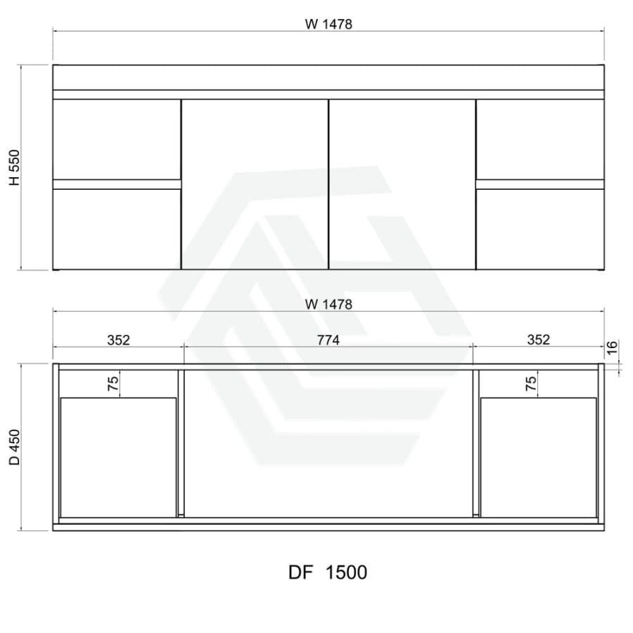 600-1500Mm Wall Hung Bathroom Vanity Dark Timber Cabinet Only